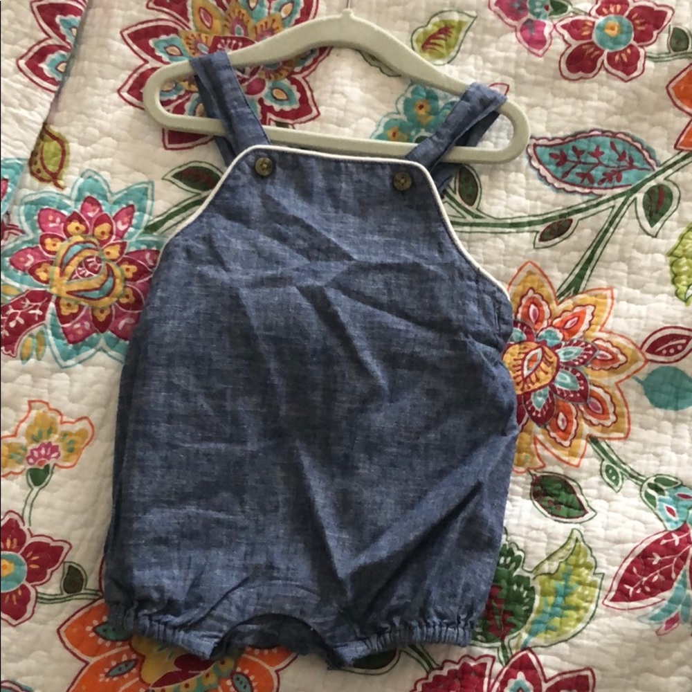 EUC JANIE AND JACK BOYS DENIM OVERALL 3-6 months